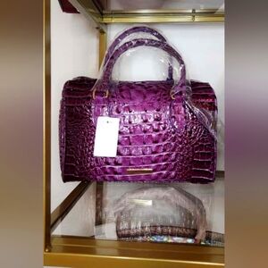 Elegant Purple Crocodile-Embossed Handbag